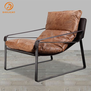 الجملة مخصص رخيصة مطعم الأثاث مطعم أريكة جلدية أصلية البني الترفيه الكراسي - Product Image 1