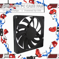 Ventilateur USB rapide 80 mm, ventilateur de refroidissement DC sans balais ultra-mince 120x120x25 mm, 11 pales, 28 CFM, 20 dBA, pour boîtier d'ordinateur