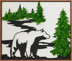 Conjunto de Arte de pared de musgo preservado moderno, decoración de jardín verde ecológico con arte de Metal de oso, no requiere mantenimiento para el uso del suelo - Product Image 2