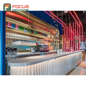 Premium Coffee Merchandise Display Rack White Panel Finish Coffee Bean Display Area Coffee Merchandise Rack - Product Image 4