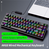 Clavier mécanique portable AK68 RVB pour gaming immersif avec interface USB, confortable pour le bureau et facile à transporter, simplicité et touches supplémentaires