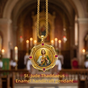 Wholesale San Judas Tadeo Enamel Pendant St. Jude Thaddeus Brass Catholic Healing Amulet Patron of Hope <strong>Gift</strong> with Box - Product Image 1