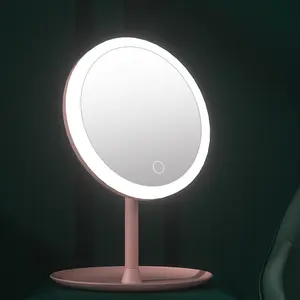 Forme ronde personnalisée populaire simple trois couleurs LED lumières miroir intelligent antibuée maquillage