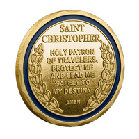 Pièce commémorative en métal Saint Christophe, porte-bonheur de voyage, souvenir porte-bonheur, bénédiction portable