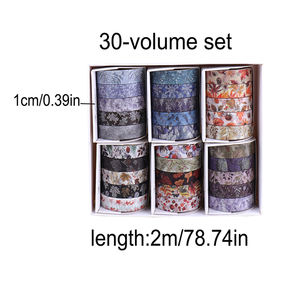 Juego <span class=keywords><strong>de</strong></span> 30 Rollos <span class=keywords><strong>de</strong></span> Cinta Decorativa Washi con Diseños Florales Románticos Vintage, Patrones <span class=keywords><strong>de</strong></span> Flores <span class=keywords><strong>de</strong></span> Primavera y <span class=keywords><strong>Paisajes</strong></span> Invernales, Cinta Adhesiva Creativa para Decoración - Product Image 6