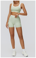 Vêtements de sport pour femmes, vêtements de sport en spandex et nylon, ensemble de gym 2 pièces, soutien-gorge + short, ensembles de yoga