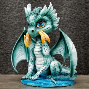 פסלון דג דרקון משרף, קישוט ביתי חמוד בעבודת יד עם פרטים עדינים וצביעה ידנית, דגם QYB007 CN GUA - Product Image 5