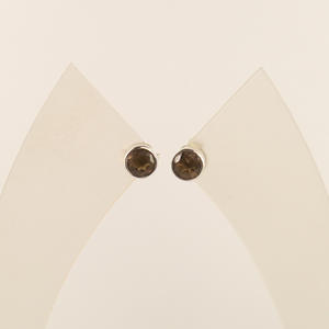 Petites boucles d'oreilles jolies boucles d'oreilles en quartz fumé fabriquées à la main en argent sterling 925 naturel pierres de quartz fumé naturel bijoux fins - Product Image 3