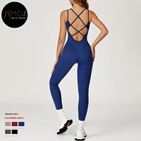 Combinaison sculptante pour femme effet seconde peau, dos croisé, pour le yoga, respirante, séchage rapide, taille haute, avec ajustement personnalisé devant et à la taille