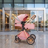 Poussette 3-en-1 pour bébé avec accessoires de confort, sièges, poussée bidirectionnelle, frein à un bouton, poussette de voyage haute vue, siège auto pliable en promotion