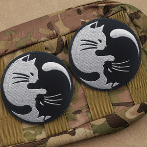 Divertente doppio nero bianco ricamo animale gatto rotondo Taiji Cat Patch per bambino camicia decorazione zaino cucito <span class=keywords><strong>Applique</strong></span> - Product Image 2