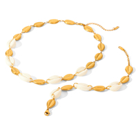 Ensemble collier pendentif coquillage et bracelet en acier titane, bijoux de luxe légers en acier inoxydable inaltérable pour femme