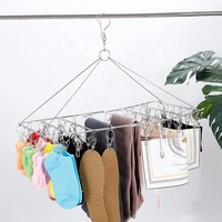 Offres Spéciales Vêtements Pliant Chaussettes Cintre Et séchage Grille En Acier Inoxydable 44 Clips Et métal Argent Moderne