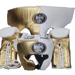 Guantes de Boxeo Personalizados 'No Boxing No Life', Conjunto de Protección para la Cabeza, Color Blanco y Dorado, con Cordones, Equipo de Entrenamiento para Adultos, Protector Inguinal, Guantes de Boxeo Winning - Product Image 1