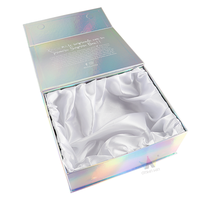 Boîte cadeau personnalisée nouvelle tendance emballage de sel de bain boîte de papier holographique magnétique irisé pour sous-vêtements durs avec insert en satin