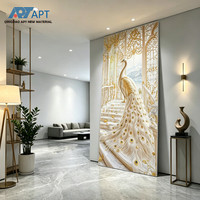 Panneau mural SPC imperméable haute brillance, insonorisé, ignifuge, design moderne, motifs floraux et animaux 3D, 4x8ft/4x10ft pour salon