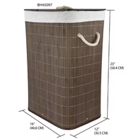 Panier à linge pliable en bambou, panier de rangement pour vêtements avec poignée en polyester