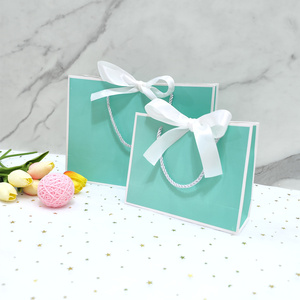 Bolsa de papel rosa con cinta personalizada, bolsa de regalo con cinta <span class=keywords><strong>verde</strong></span> azulado - Product Image 5
