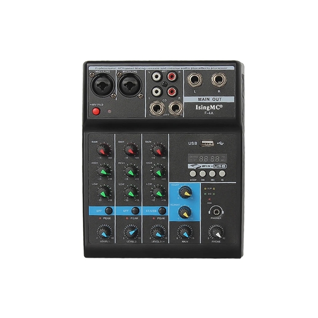 USB Interface Computer Input Power F-4A 4-channel Audio Mixer Portable Sound Mixing Console