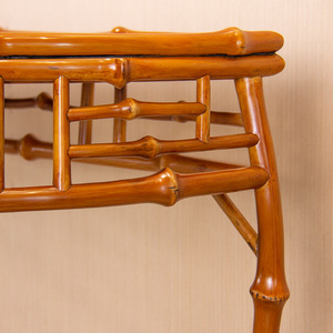 Bamboo <b>Half</b> <b>Moon</b> <b>Console</b> <b>Table</b> Lacquered Handmade Wabi Sabi Style Entryway <b>Table</b> - Product Image 4