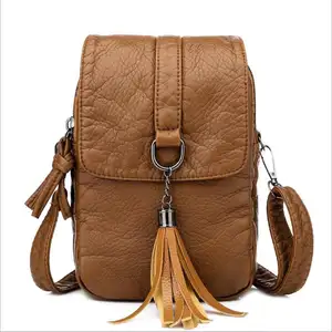 Nieuwe Mini Pu Lederen Schoudertas Messenger Bag Voor Vrouw Casual Crossbody Voor Vrouwen Telefoon Zak Meisje Kwastje Designer Purse