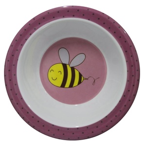 Bee Happy <span class=keywords><strong>Violet</strong></span> Imprimé Mélamine <span class=keywords><strong>Riz</strong></span> &amp; Soupe Bols Ronds Avec Bord - Product Image 1