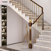 Balustre d'escalier en laiton de luxe moderne haut de gamme, garde-corps d'escalier intérieur en laiton