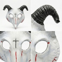 Masque de tête de chèvre gothique pour adulte, tête d'animal, crâne, masque effrayant, visage réaliste, cosplay, décoration de fête d'Halloween, accessoire pour événements sur le thème de l'horreur