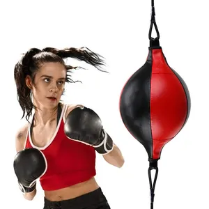 Custom Logo Double End Speed Ball, MMA Training PU Leather Boxing Speed Bag-