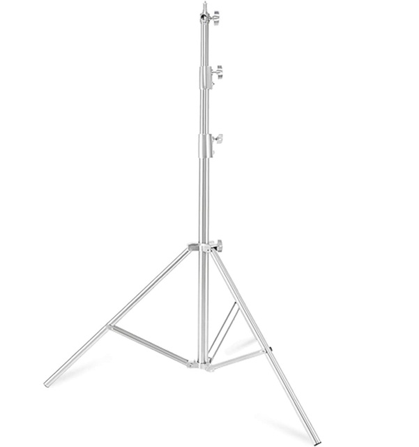 2.8m Stainless Steel Light Stand Heavy Duty Photography Tripod Stand with 1/4 to 3/8 Universal Screw Adapt Silver Color