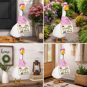 Seasonal Porch Goose Clothes Pink Western Hat Paisley Bandana Funny <b>Sign</b> <b>Garden</b> Lawn Ornament - Product Image 2