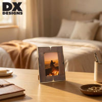 Cadre photo en bois de noyer massif DX DESIGNS avec décorations en laiton incrusté, 4x6, 5x7, 8x10 pouces, cadre photo en bois rétro pour table