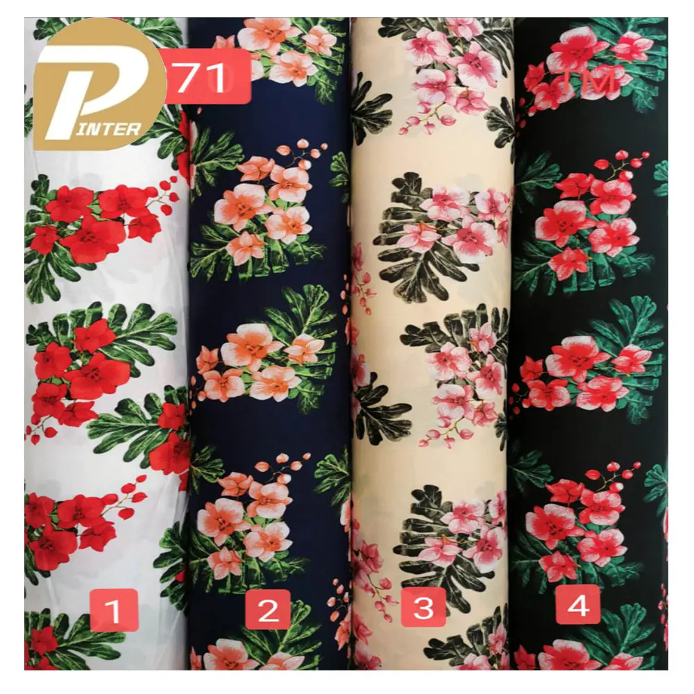 Ready to Ship Customized Designs Printed 100% Rayon Viscose Small Flower Design Fabric