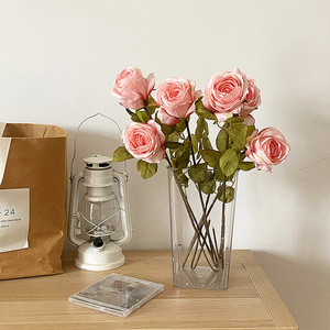 Roses artificielles Yasunobu rose, violet, blanc, champagne, vert, à bords brûlés, fleurs décoratives pour la maison, bouquet de mariage - Product Image 3