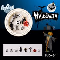 Halloween Nail Art Accessoires 30 Styles 8pcs/pot Alliage Crâne Araignée Citrouille Croix Fantôme Festival Décorations Ongles Strass