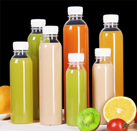 Bouteille en plastique transparente jetable pour boissons, bouteille en PET commerciale pour jus et thé au lait avec bouchon