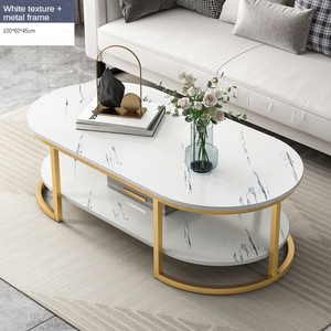 Mesa de centro para sala de estar, mueble moderno, sencillo, de doble capa, Económico - Product Image 5