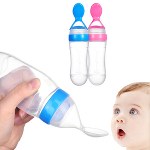 Bán Buôn Bé Gạo Ngũ Cốc Chai Feeder Bé Silicone Bé Thực Phẩm Sữa Feeder Bóp Muỗng Biberon