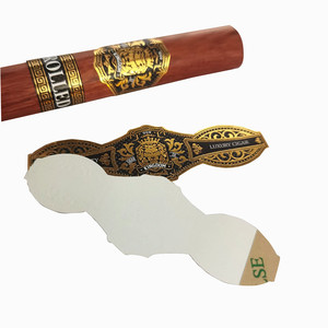 Papel de cigarro enrollado a mano negro <span class=keywords><strong>cubano</strong></span> de lujo, lámina dorada, vinilo impermeable, plástico, Material PP, etiquetas adhesivas de <span class=keywords><strong>precio</strong></span> al por mayor - Product Image 3