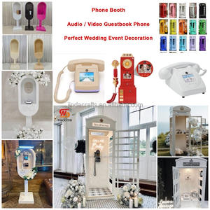 บูธโทรศัพท์สำหรับบันทึกข้อความเสียงงานแต่งงานแบบปรับแต่งได้ของ JINDA รุ่นวินเทจทรงวงรี พร้อมโทรศัพท์ย้อนยุคและของตกแต่งดอกไม้ - Product Image 6
