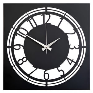 Horloge murale carrée noire avec chiffres blancs, cadre métallique moderne et minimaliste, décoration intérieure pour salon, bureau et intérieur élégant - Product Image 5