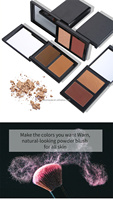 Poudre compacte minérale de marque privée, blush, miroir, étui de maquillage portable, 2-en-1, contouring du visage, fini mat, 8g, certifié MSDS