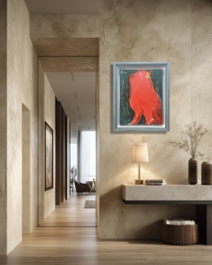 Peinture à l'huile impressionniste peinte à la main, <span class=keywords><strong>Lion</strong></span> gardien chinois <span class=keywords><strong>rouge</strong></span>, <span class=keywords><strong>Lion</strong></span> oriental porte-bonheur original, Art mural sur toile texturée - Product Image 4