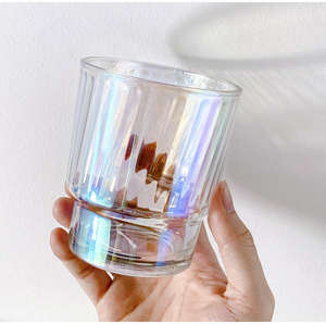 Gobelet en verre martelé nacré 350 ml, portable, avec couvercle hermétique et paille, personnalisable avec logo, cadeau pour femme - Product Image 1