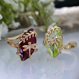 Anello a forma di libellula in stile verde, design naturale, accessori alla moda per l'uso quotidiano - Product Image 6