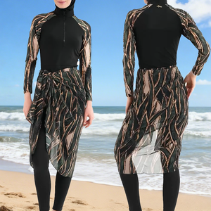 Ensemble de maillot de bain modeste OEM personnalisé Nida Abaya Burkini avec manches longues, protection anti-UV et leggings à jupe pour les vacances à la plage et la natation en piscine - Product Image 1