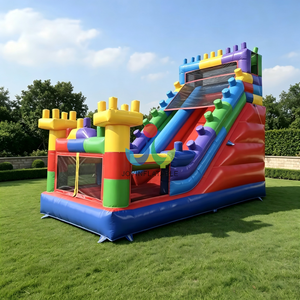 <span class=keywords><strong>Castillo</strong></span> Hinchable Personalizado <span class=keywords><strong>con</strong></span> Bloques de Construcción Coloridos, Tobogán Inflable <span class=keywords><strong>con</strong></span> Temática de Ladrillos para Juegos al Aire Libre y Alquiler Comercial - Product Image 1