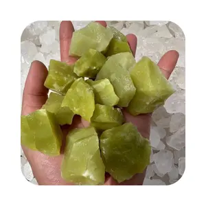 wholesale Bulk rock crystals healing stones green lemon quartz mountain jade rough raw for feng shui decoration