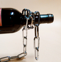 Porte-bouteilles flottant en métal Jinnate avec chaîne porte-bouteilles de vin