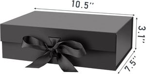 Gift <b>Box</b> with Lid <b>for</b> <b>Presents</b> 10.5x7.5x3.1 Inches with Ribbon and Magnetic Closure(1-Pack) (Black) - Product Image 4